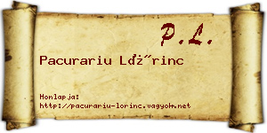 Pacurariu Lőrinc névjegykártya